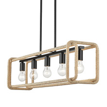  6085-LP BLK-NR - Camden Linear Pendant in Matte Black with Natural Raphia Rope